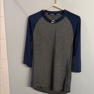 Nike Grey and Navy Raglan Performance Top